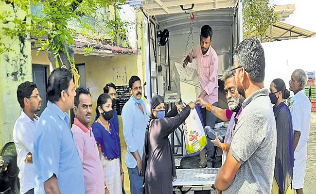 Civil Supplies Department started sending ration delivery vehicles to villages - Sakshi