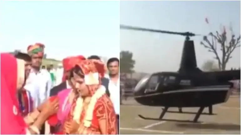 Rajasthan Helicopter Wedding Viral Video - Sakshi