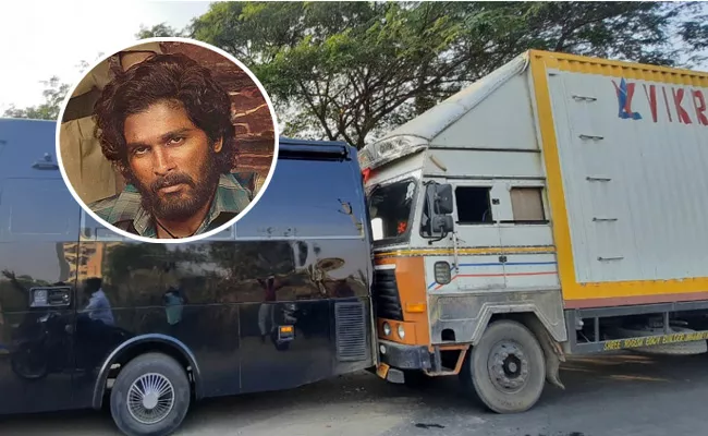 Allu Arjun Caravan Falcon Met With Road Accident - Sakshi