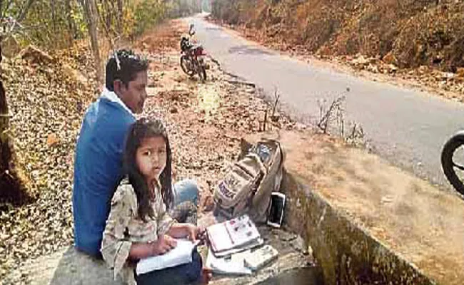 Girl Travels 5kms On Bike Daily To Get Mobile Signal For Online Classes - Sakshi