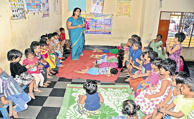 Construction of Anganwadi Centers is in full swing - Sakshi