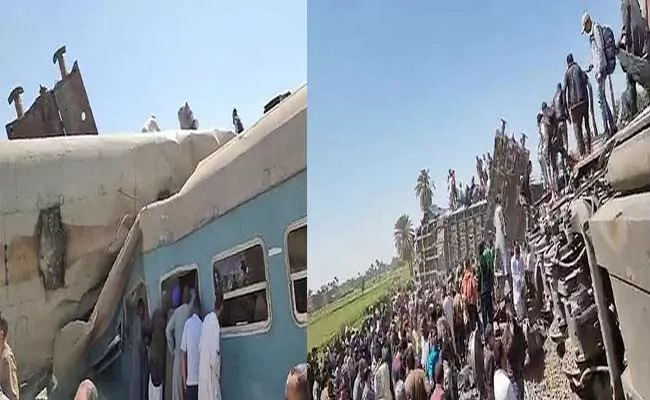 Two Trains Collide In Egypt 32 Assasinated And 66 Injured - Sakshi