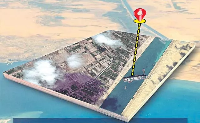 Suez Canal Blocked After Huge Container Ship Wedged Across It - Sakshi