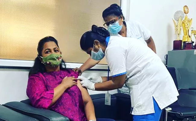 Radikaa Sarathkumar Takes First Dose Of COVID 19 Vaccine - Sakshi