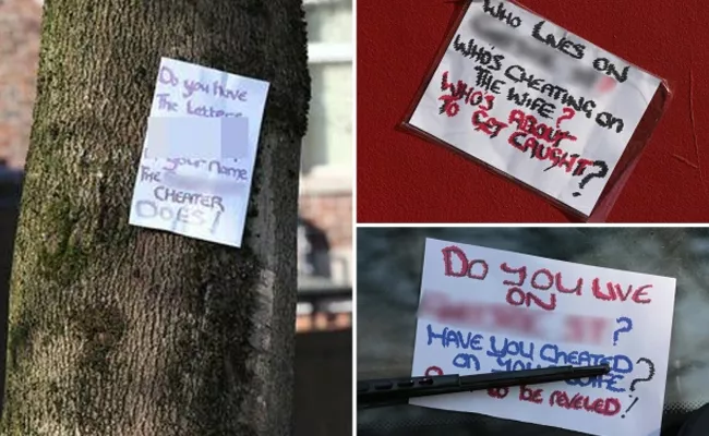 Viral: Bizarre Posters Calling Out Cheating Husband Pinned On Trees And Bins All Over UK  - Sakshi