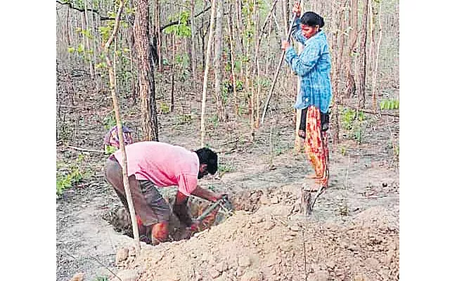 Sarpanch Couple Doing NREGA Works In Warangal District - Sakshi