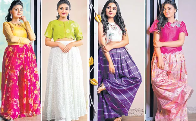 Women Party Wear Dresses: Skirt Palazzo, Crop Top, Indo Western Style - Sakshi