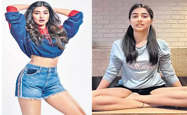 Pooja Hegde holds a virtual pranayama session with yoga guru - Sakshi