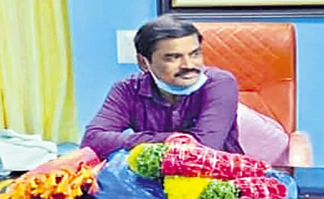 Nageswara Rao was sitting in the chair of his wife Sarpanch Madhavi Latha - Sakshi