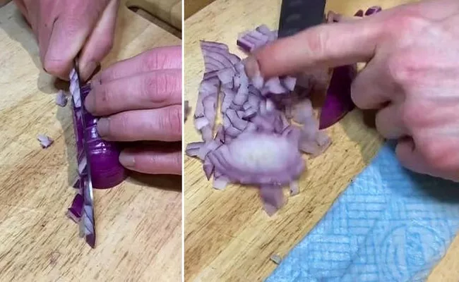 Viral Video:This Paper Towel Hack Stops You From Crying While Chopping Onions - Sakshi