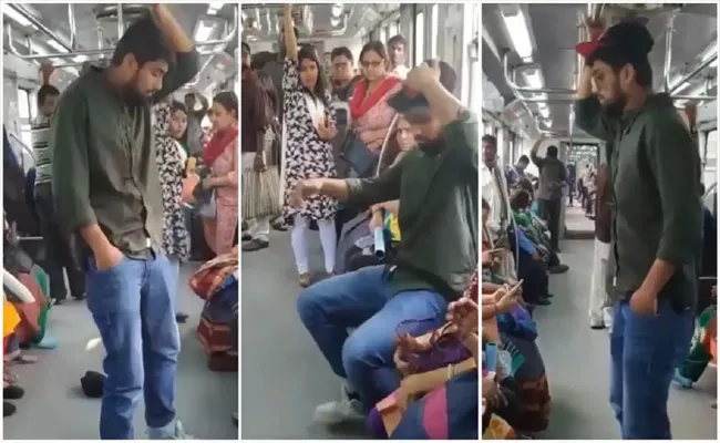 Man Uses This Bizarre Trick to Get A Seat In Crowded Metro Viral Video - Sakshi