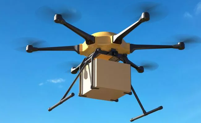 Centre Govt Invites Bids For Drone Delivery System Which Is Developed By ICMR, IIT Kanpur  - Sakshi