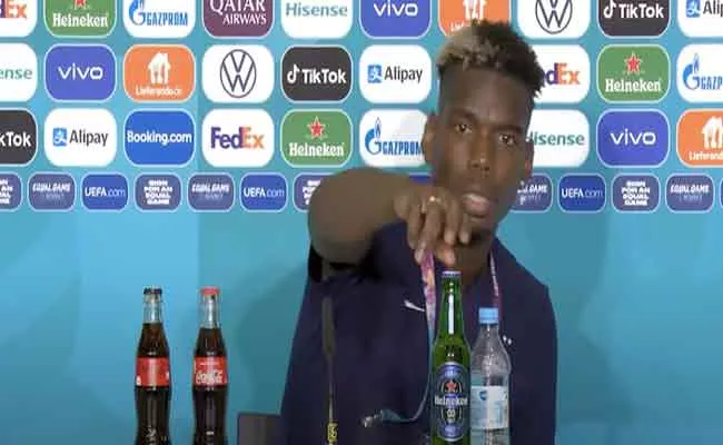 Paul Pogba Follows Cristiano Ronaldo Removes Heineken Beer Bottle - Sakshi