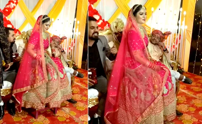 Viral Video: Bride Sits On Groom Lap As Her Place Occupied By His Friends - Sakshi