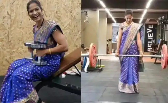 Viral Video: Pune Woman Does Pushups, Weight Training Wearing a Sare - Sakshi