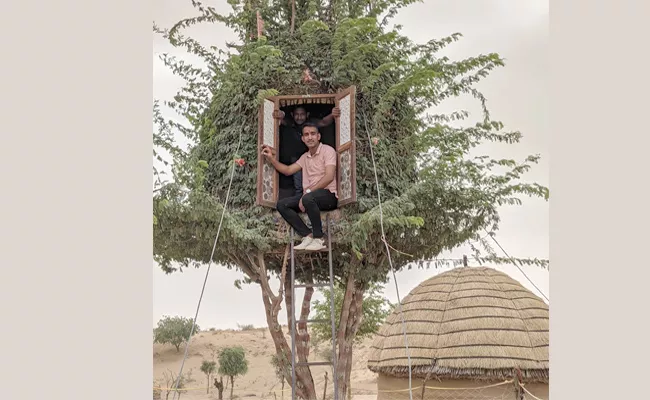 A Rajasthan Man Made A Tree Hut Pics Goes Viral - Sakshi