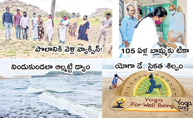 Local to Global Photo Feature in Telugu: Record Vaccination In AP, Yoga Day, Sant Art - Sakshi