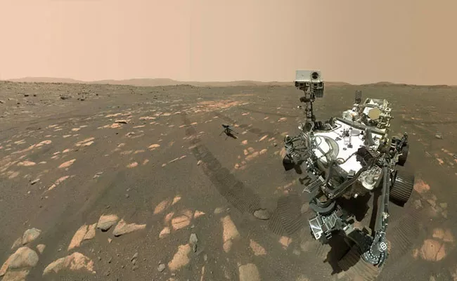 NASA Mars Rover Perseverance Historic Selfie With Ingenuity Composed Of 62 Images - Sakshi