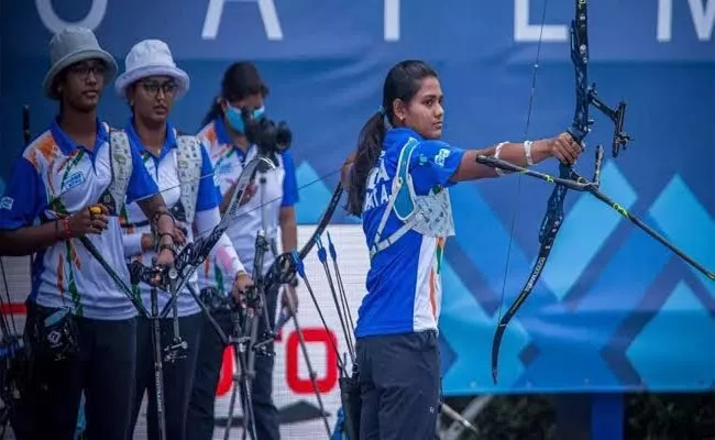 Indian Womens Recurve Archery Team Wins Gold Medal At Archery World Cup - Sakshi