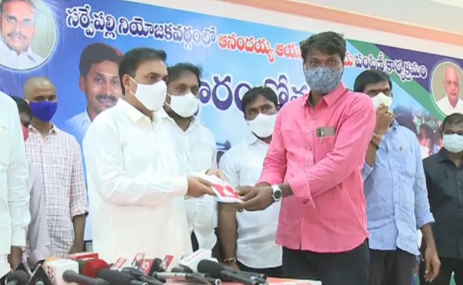 Kakani Govardhan Reddy Started Distribution Of Anandayya Ayurvedic Medicine - Sakshi