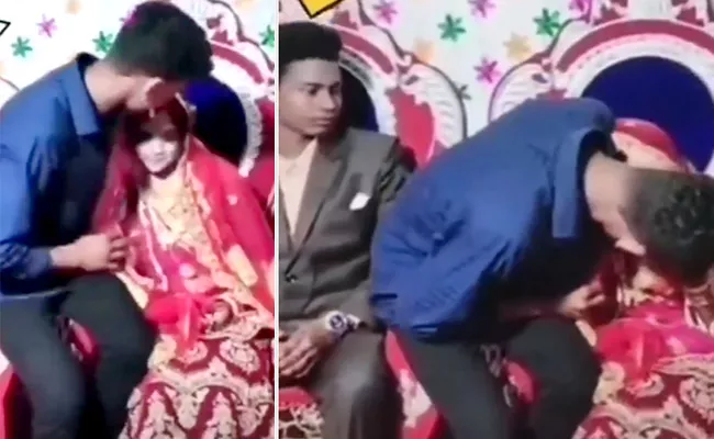 Young Man Behaviour With Bride Shocks Groom In Wedding Reception Viral - Sakshi