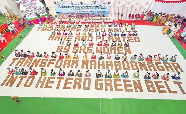 Mahabubnagar Women Entered In Guinness Record On Seed Balls - Sakshi