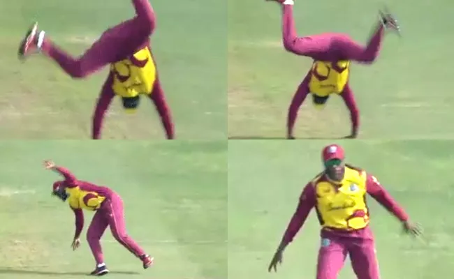 Watch Chris Gayle Performs Cartwheel Celebration After Taking Wicket - Sakshi