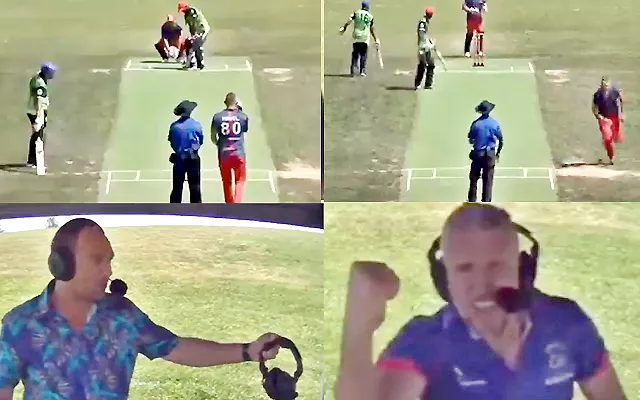 Bowler Hilariously Turns Commentator Celebrate After Picking Up Wicket - Sakshi