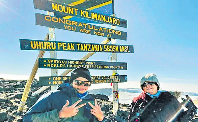 Dubai-based Indian mother-son duo scale Mount Kilimanjaro - Sakshi