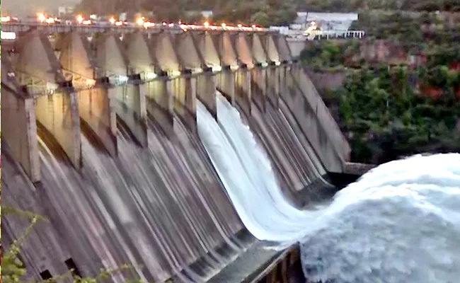 Krishna Water Inflow Increased: Srisailam Project Gates Lifted - Sakshi