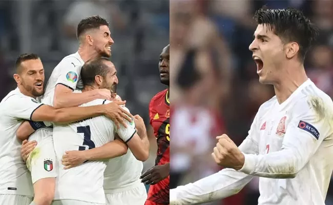 UEFA EURO 2020 Spain Beat Swiss And Italy Beat Belgium Enters Semi Final - Sakshi