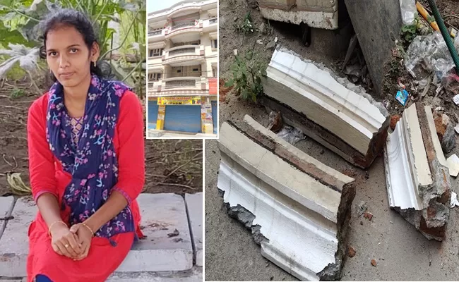 Young Woman Died Due To Building Railing Collapse In Kukatpally - Sakshi