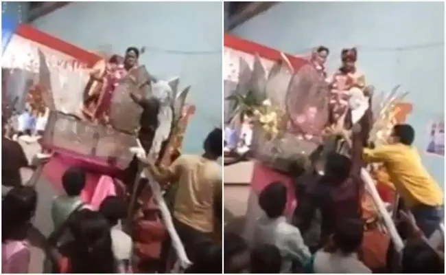 Grooms Mother Gets on Wedding Stage And Beats Her Son With Slippers In Uttar Pradesh - Sakshi