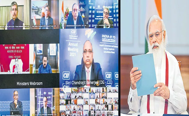 PM Narendra Modi addresses CII Annual Meeting 2021 - Sakshi