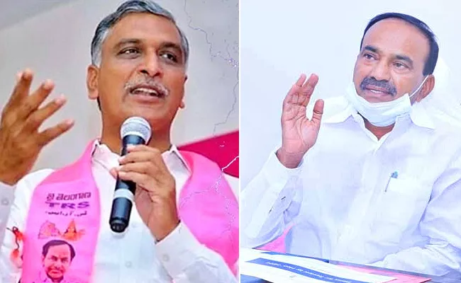 Huzurabad Bypoll: Harish Rao Etela Rajender Verbal War - Sakshi