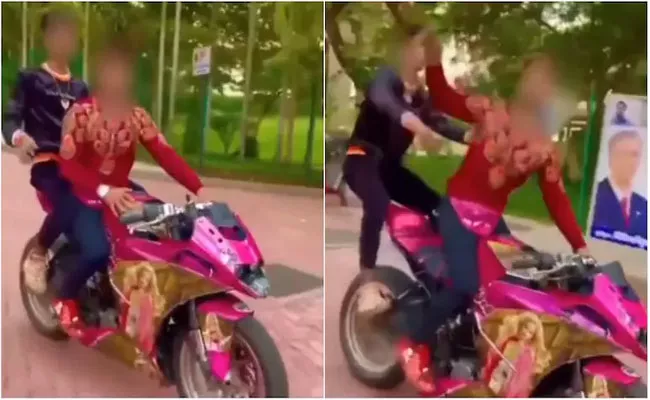 Viral: Bikers Pull Of Scary Stunt On Road, Mumbai Police Books Them - Sakshi