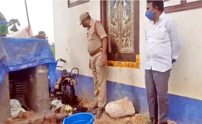 Unidentified People Fire To Jagananna Colony House In West Godavari - Sakshi