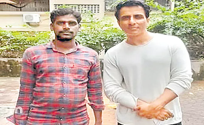 Telangana Sambaiah Meets Sonu Sood At Mumbai - Sakshi