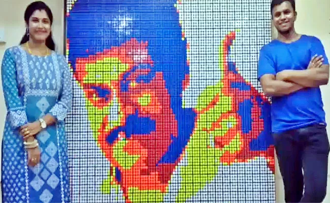 Mega Fans Tribute with Pic Made From 955 Rubiks Goes Viral  - Sakshi