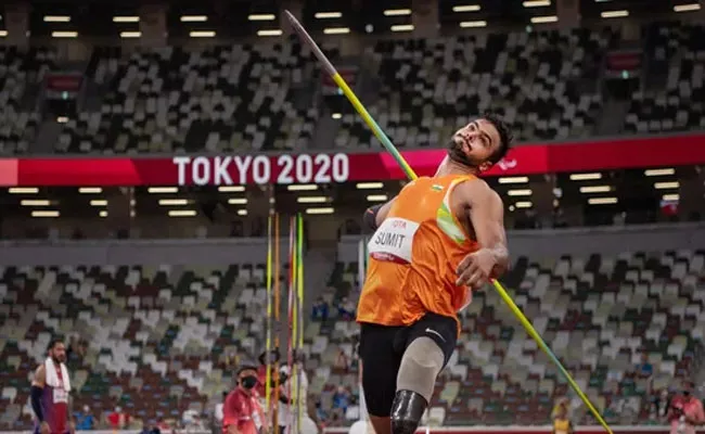 Tokyo-paralympics: Sumit Antil wins gold, creates world record in javelin throw - Sakshi