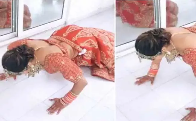 Aana Arora Push ups In Wedding Dress Going A Viral Video - Sakshi