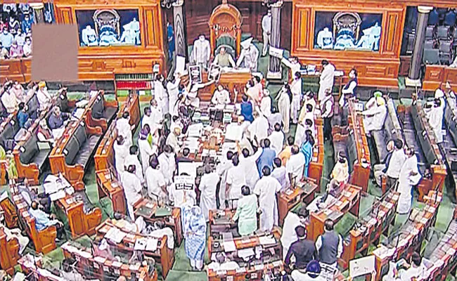 Both Houses Adjourned for The Day Amid Oppn Protests - Sakshi