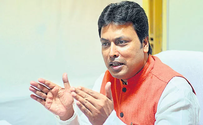 3 men try to run over Tripura CM Biplab Deb during evening walk - Sakshi