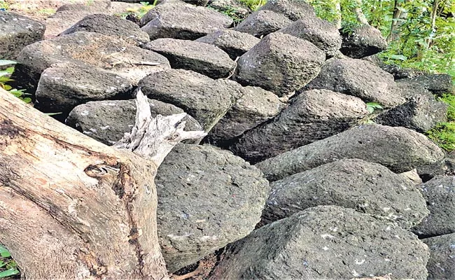 Lava Carved Pillars At Asifabad Forest Zone - Sakshi