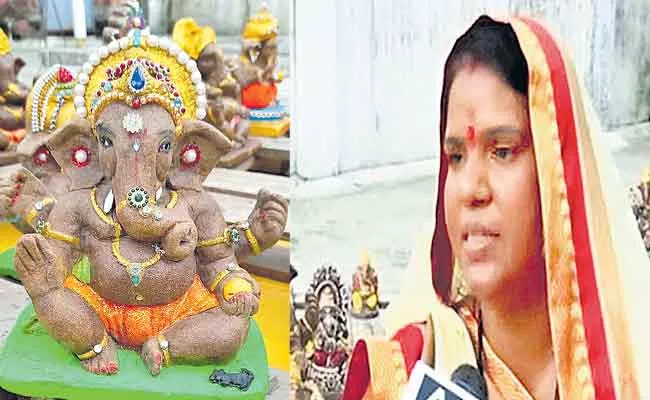 Ganesh Chaturthi: Bhopal Kanta Yadav Eco Friendly Idol With Cow Dung - Sakshi