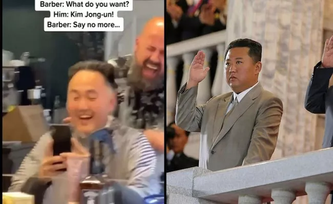 Viral Video: Man Asks Barber To Style His Hair Like Kim Jong Un, See Results - Sakshi