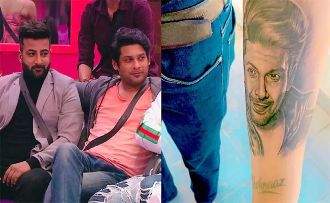 Shehbaz Badesha Tattoo Sidharth Shukla face Shehnaaz Gill Name - Sakshi