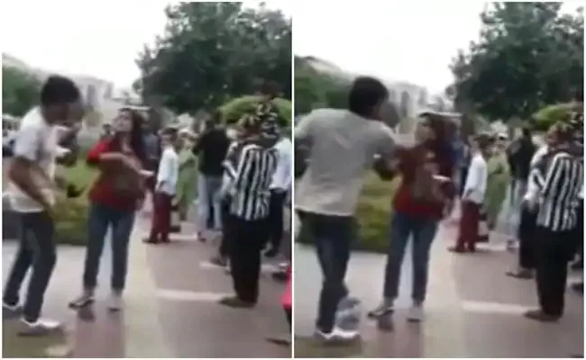 Viral  Video: Girl Slaps Up Boy On Road Over Prank Video In New Delhi - Sakshi