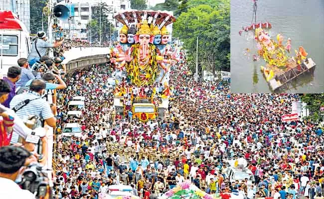 Ganesha Idol Immersion in Hyderabad - Sakshi