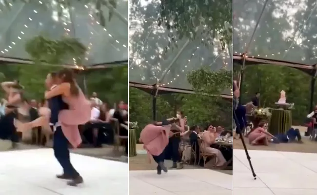 Viral Video: Groom Piggybacks Bride While Dancing - Sakshi